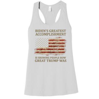 Bidens Greatest Accomplishment Is Showing People How Great Trump Was Usa Women's Racerback Tank