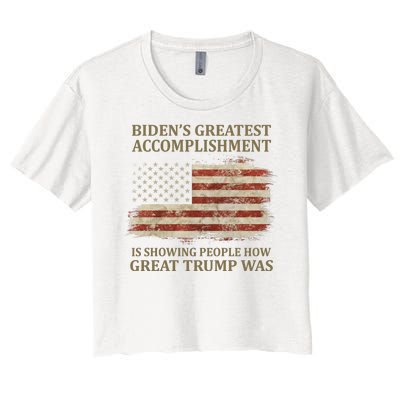 Bidens Greatest Accomplishment Is Showing People How Great Trump Was Usa Women's Crop Top Tee