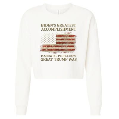 Bidens Greatest Accomplishment Is Showing People How Great Trump Was Usa Cropped Pullover Crew