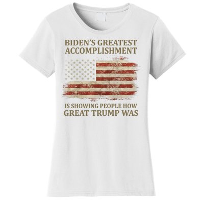 Bidens Greatest Accomplishment Is Showing People How Great Trump Was Usa Women's T-Shirt