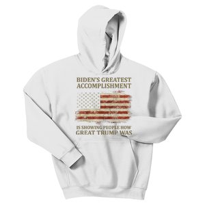 Bidens Greatest Accomplishment Is Showing People How Great Trump Was Usa Kids Hoodie