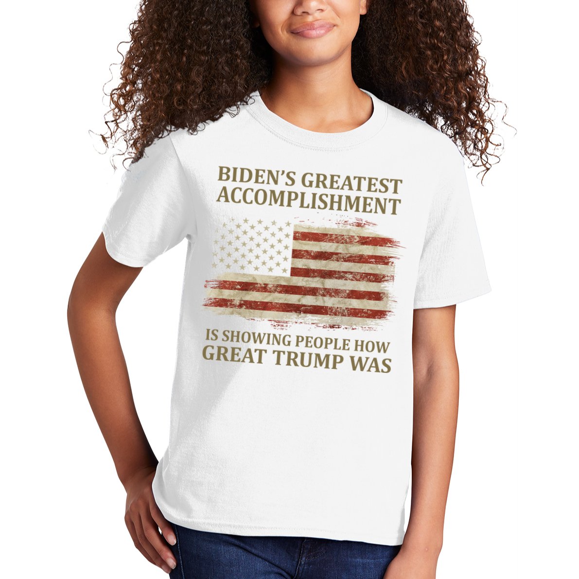 Bidens Greatest Accomplishment Is Showing People How Great Trump Was Usa Kids T-Shirt