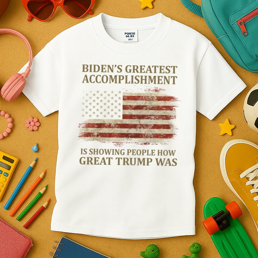 Bidens Greatest Accomplishment Is Showing People How Great Trump Was Usa Kids T-Shirt