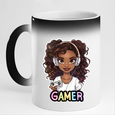 Black Gamer Anime Melanin Sista Afro Magic Funny Gift 11oz Black Color Changing Mug