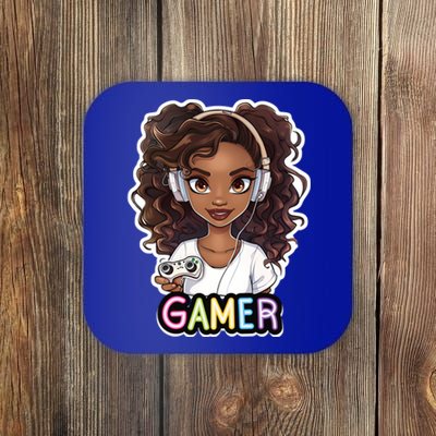 Black Gamer Anime Melanin Sista Afro Magic Funny Gift Coaster