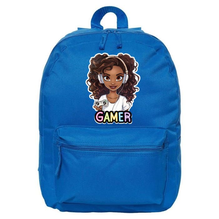 Black Gamer Anime Melanin Sista Afro Magic Funny Gift 16 in Basic Backpack