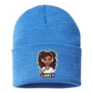 Black Gamer Anime Melanin Sista Afro Magic Funny Gift Sustainable Knit Beanie