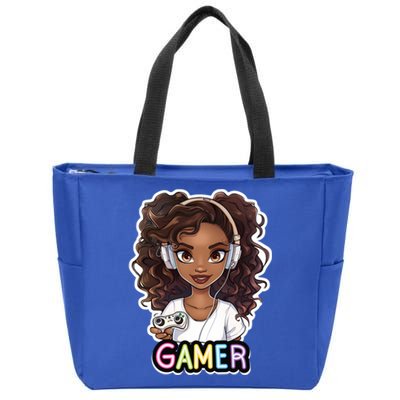 Black Gamer Anime Melanin Sista Afro Magic Funny Gift Zip Tote Bag