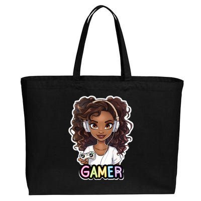 Black Gamer Anime Melanin Sista Afro Magic Funny Gift Cotton Canvas Jumbo Tote