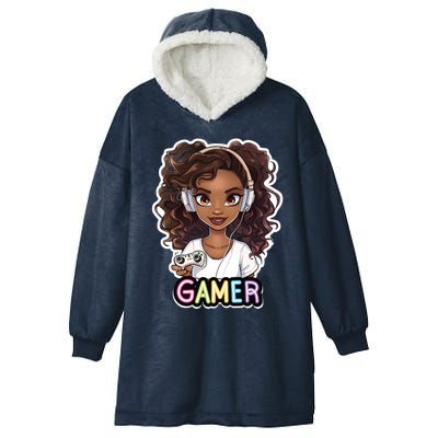 Black Gamer Anime Melanin Sista Afro Magic Funny Gift Hooded Wearable Blanket