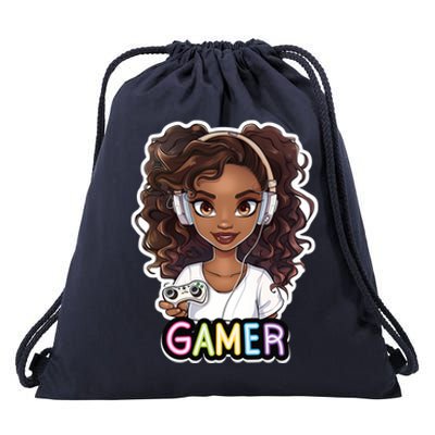 Black Gamer Anime Melanin Sista Afro Magic Funny Gift Drawstring Bag