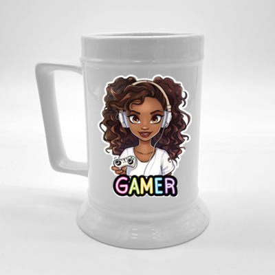 Black Gamer Anime Melanin Sista Afro Magic Funny Gift Beer Stein