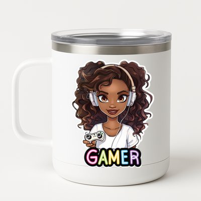 Black Gamer Anime Melanin Sista Afro Magic Funny Gift 12 oz Stainless Steel Tumbler Cup