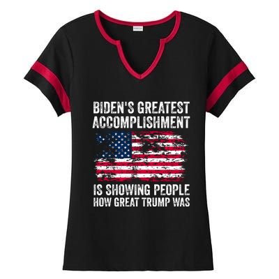 BidenS Greatest Accomplishment Is Showing People How Great Trump Was Ladies Halftime Notch Neck Tee