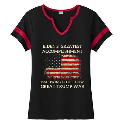 Bidens Greatest Accomplishment Is Showing Ladies Halftime Notch Neck Tee