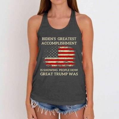 Bidens Greatest Accomplishment Is Showing Women's Knotted Racerback Tank