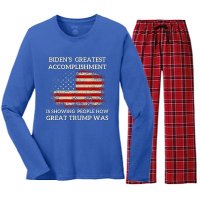 Bidens Greatest Accomplishment Is Showing Women's Long Sleeve Flannel Pajama Set 