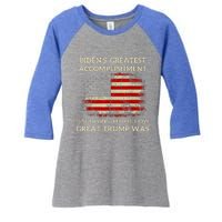 Bidens Greatest Accomplishment Is Showing Women's Tri-Blend 3/4-Sleeve Raglan Shirt