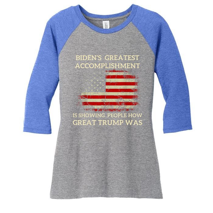 Bidens Greatest Accomplishment Is Showing Women's Tri-Blend 3/4-Sleeve Raglan Shirt