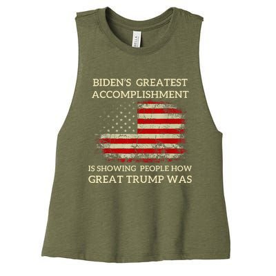 Bidens Greatest Accomplishment Is Showing Women's Racerback Cropped Tank