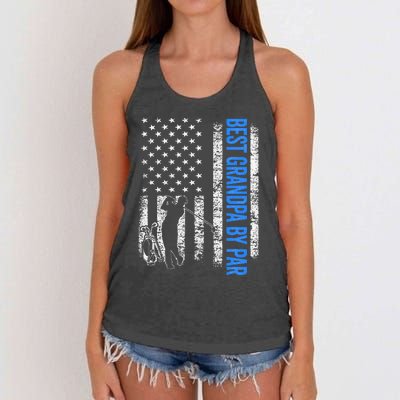 Best Grandpa By Par Golf US American Flag Father's Day Women's Knotted Racerback Tank