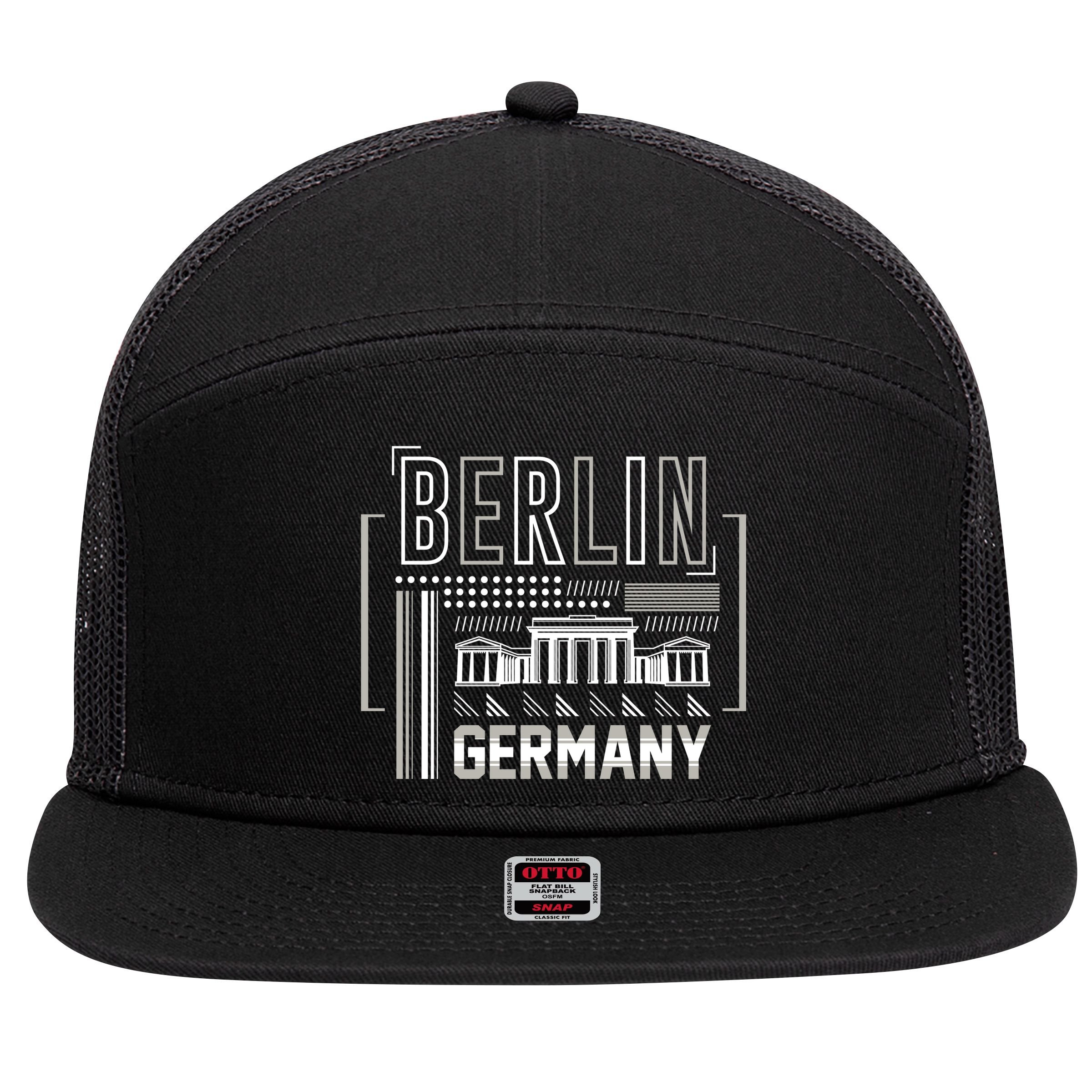 Berlin Germany 7 Panel Mesh Trucker Snapback Hat