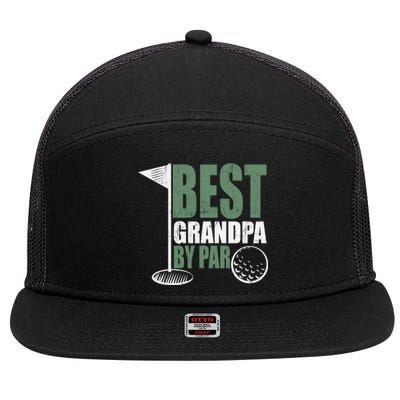 Best Grandpa By Par Father's Day Distressed 7 Panel Mesh Trucker Snapback Hat