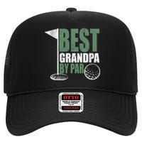 Best Grandpa By Par Father's Day Distressed High Crown Mesh Back Trucker Hat