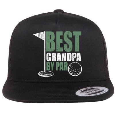 Best Grandpa By Par Father's Day Distressed Flat Bill Trucker Hat