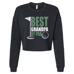 Best Grandpa By Par Father's Day Distressed Cropped Pullover Crew