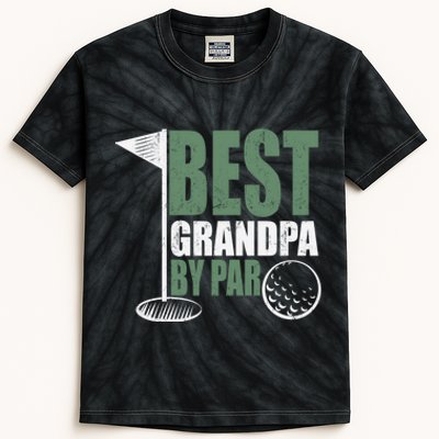 Best Grandpa By Par Father's Day Distressed Kids Tie-Dye T-Shirt