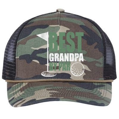 Best Grandpa By Par Father's Day Distressed Retro Rope Trucker Hat Cap