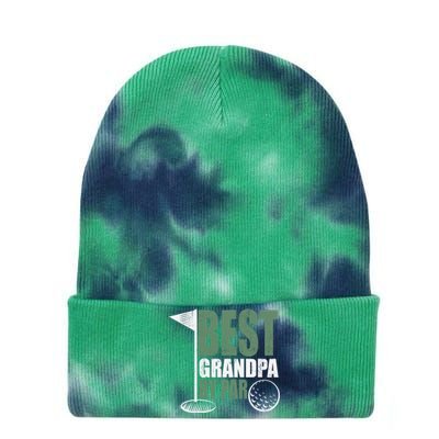 Best Grandpa By Par Father's Day Distressed Tie Dye 12in Knit Beanie