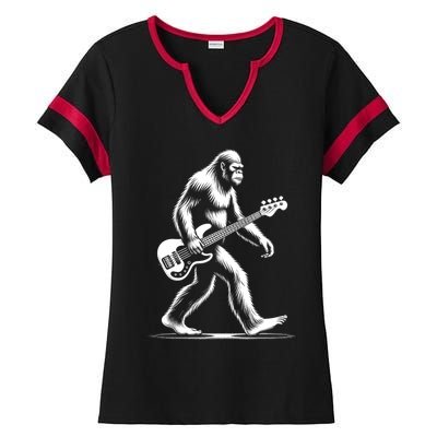 Bass Guitarist Bigfoot Bass Guitar Player Sasquatch Gift Ladies Halftime Notch Neck Tee