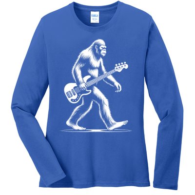 Bass Guitarist Bigfoot Bass Guitar Player Sasquatch Gift Ladies Long Sleeve Shirt