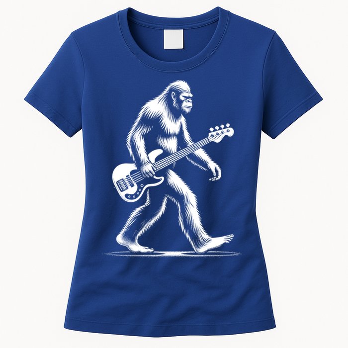 Bass Guitarist Bigfoot Bass Guitar Player Sasquatch Gift Women's T-Shirt