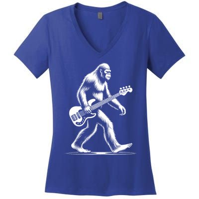 Bass Guitarist Bigfoot Bass Guitar Player Sasquatch Gift Women's V-Neck T-Shirt