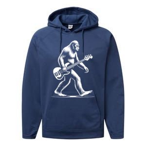 Bass Guitarist Bigfoot Bass Guitar Player Sasquatch Gift Performance Fleece Hoodie