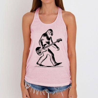 Bass Guitarist Bigfoot Bass Guitar Player Sasquatch Gift Women's Knotted Racerback Tank