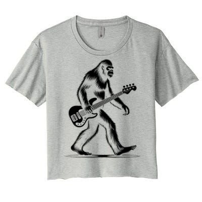 Bass Guitarist Bigfoot Bass Guitar Player Sasquatch Gift Women's Crop Top Tee