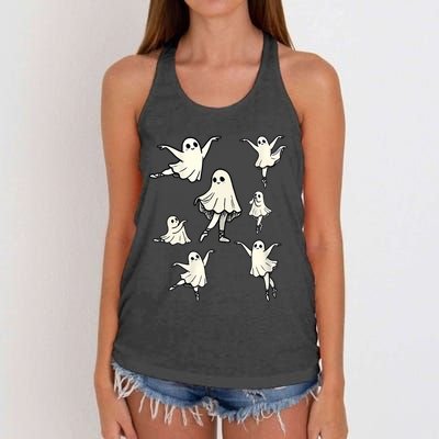 Ballet Ghost Ballet Dancer Spooky Dance Teacher Halloween Women's Knotted Racerback Tank