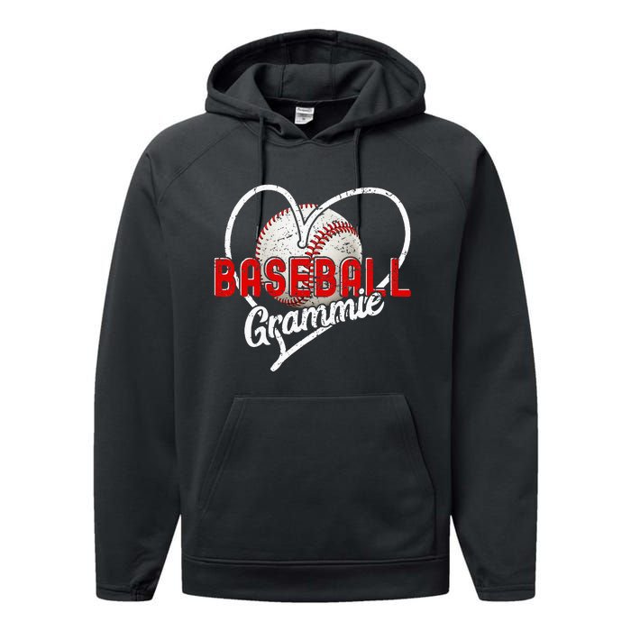 Baseball Grammie Baseball Love Baseball Player Performance Fleece Hoodie