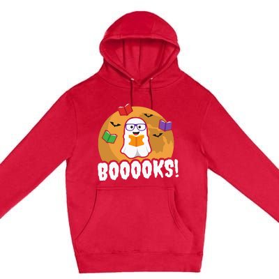 Booooks Ghost Boo Read Books Library Gift Funny Premium Pullover Hoodie