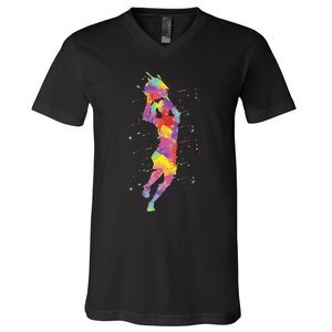 Basketball Girl V-Neck T-Shirt