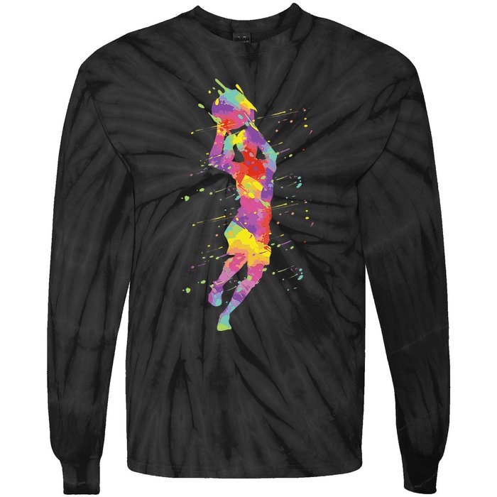 Basketball Girl Tie-Dye Long Sleeve Shirt