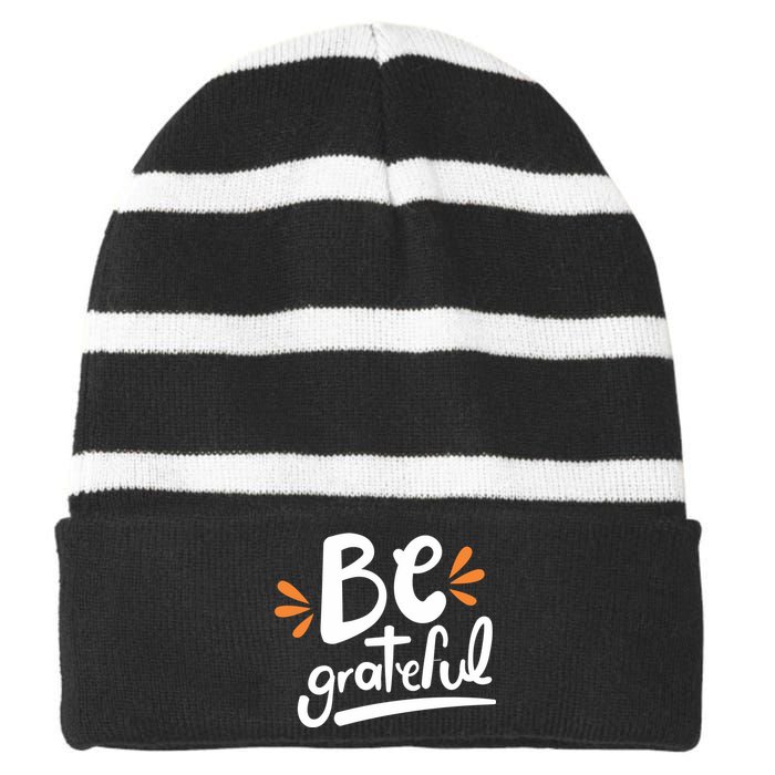 Be Grateful Striped Beanie with Solid Band