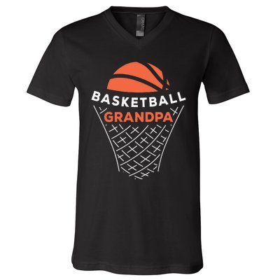 Basketball Grandpa Bball Lover Best Grandfather Ever Hooper V-Neck T-Shirt