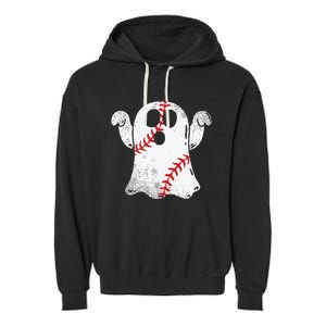 Baseball Ghost Baseball Lover Halloween Costume Garment-Dyed Fleece Hoodie