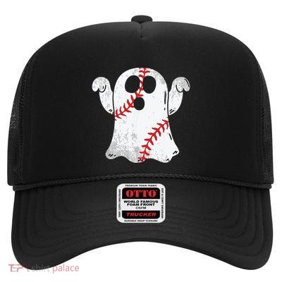 Baseball Ghost Baseball Lover Halloween Costume High Crown Mesh Back Trucker Hat