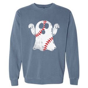 Baseball Ghost Baseball Lover Halloween Costume Garment-Dyed Sweatshirt